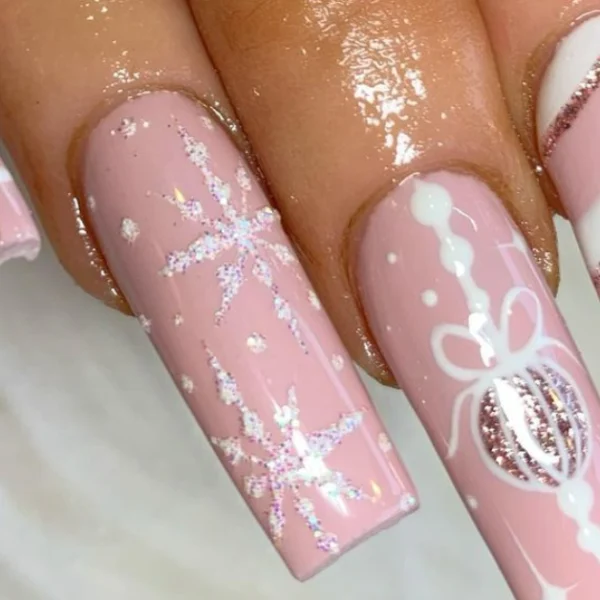 60 Pink Christmas Nails: From Candy Canes to Pink Reindeers