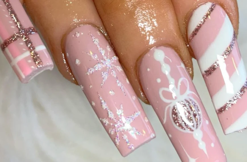60 Pink Christmas Nails: From Candy Canes to Pink Reindeers