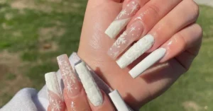 white Christmas nails