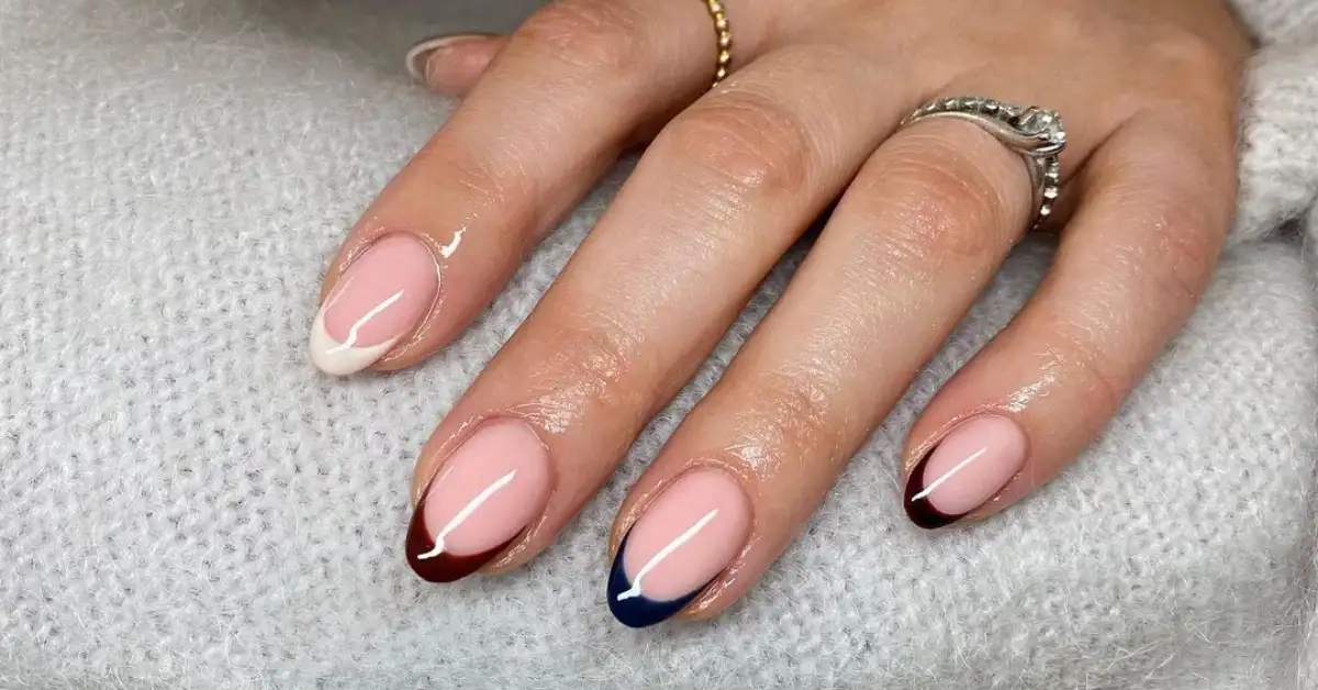 winter french tip nails