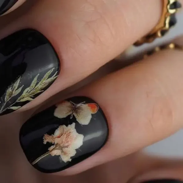 Noir Petals: 10 Dark Spring Nails for a Mysterious Charm