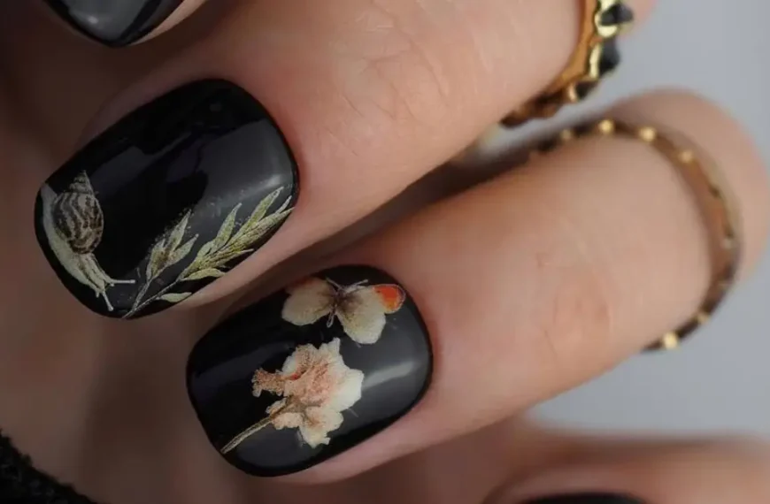 Nailsslay - Acrylic Nails, Latest Nail Trends & Almond Nails 33 Noir Petals: 10 Dark Spring Nails for a Mysterious Charm