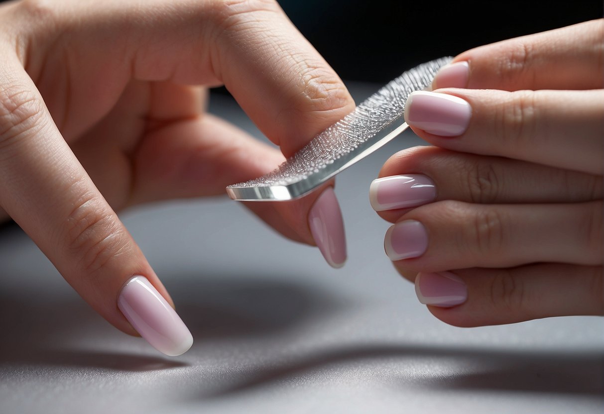How to Prep Nails for Gel Polish: Nail file smooths surface. Cuticle pusher pushes back cuticles. Nail cleanser removes oils. Primer applied to nails. Ready for gel polish