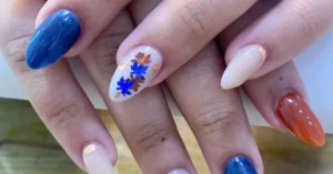 blue fall nails