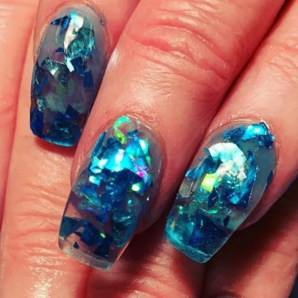winter ice blue nails