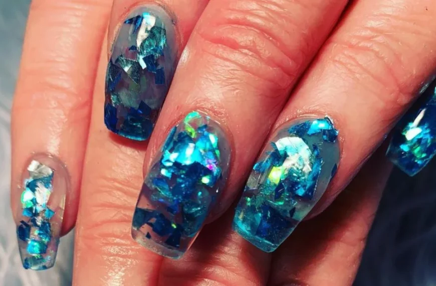 winter ice blue nails